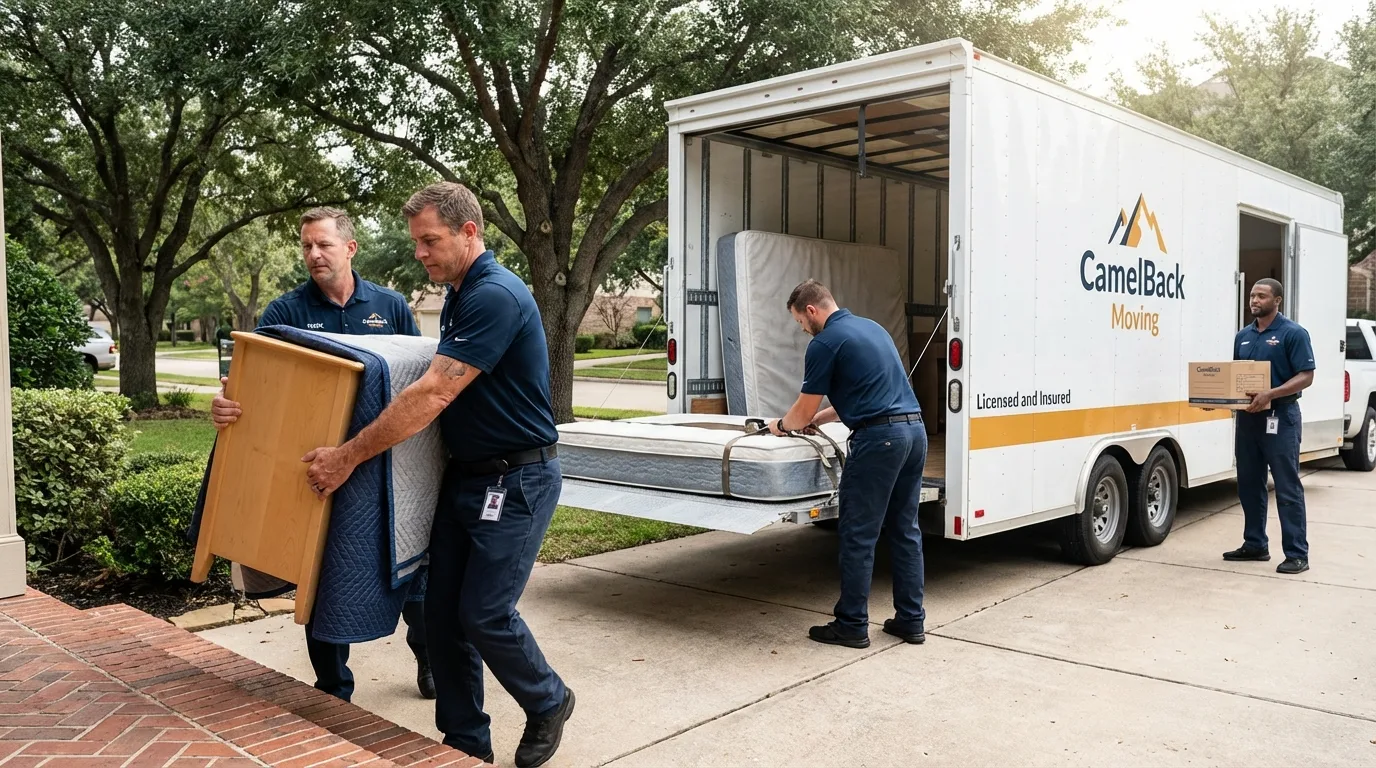 Crew loading residential truck for cross-state move from Falconer, NY
